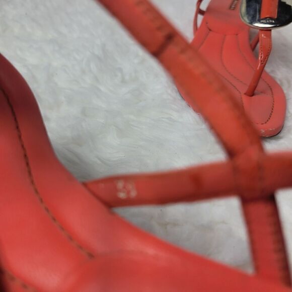 Prada Sport Womens T-Strap Sandals  Size 8.5 Patent Leather Low Wedge Slingback - Picture 8 of 11